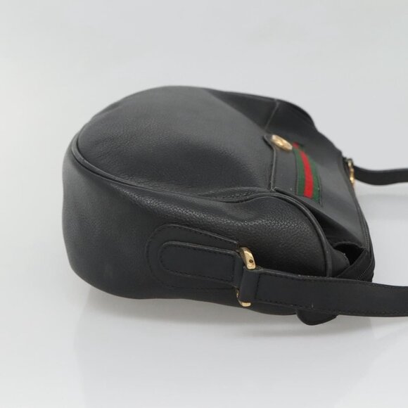 GUCCI Web Sherry Line Shoulder Bag Leather Black - Picture 4 of 16